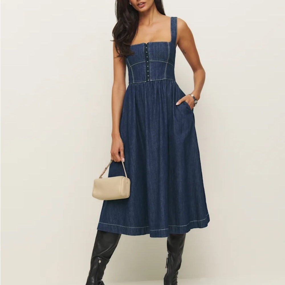 Reformation Denim Blue Midi Dress